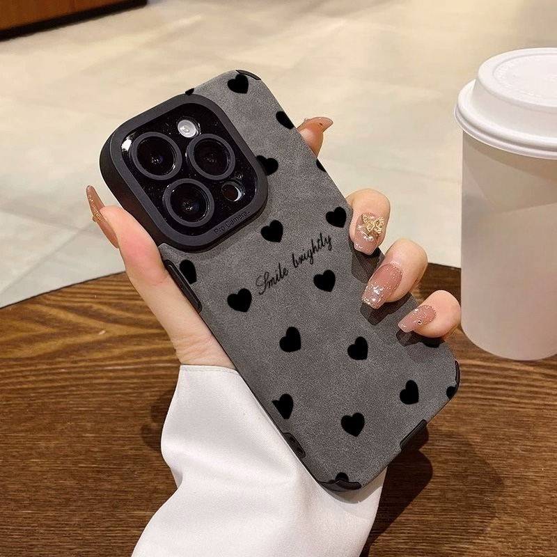 Phone Cases Unique - Nieuwe luxe zwarte telefoonhoes met hartvorm