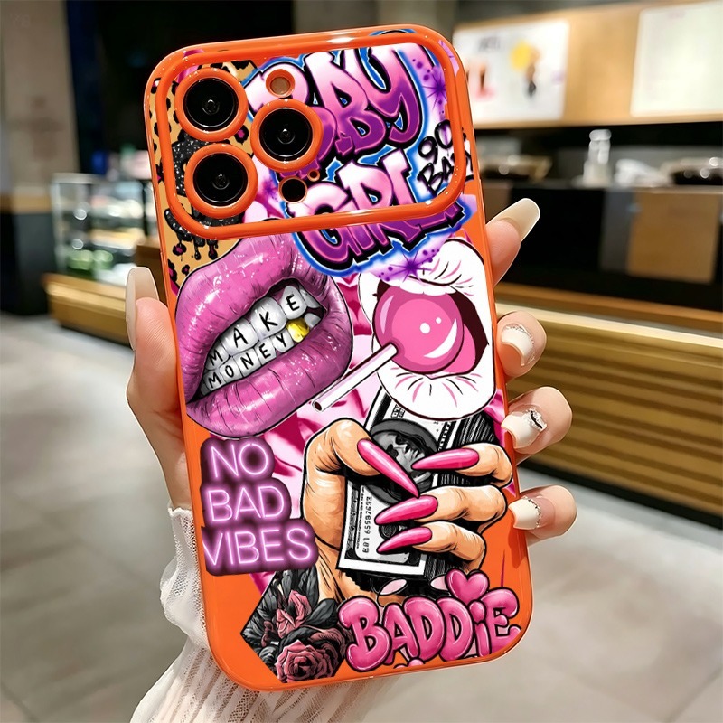 Phone Cases Unique - Hiphop roze lippen baby meisje graffiti