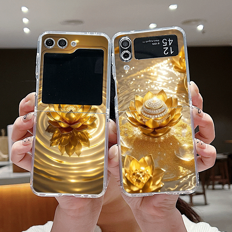 Phone Cases Z Fold 4 - Creatieve Gouden Lotusbloem Patroon Telefoonhoesje voor