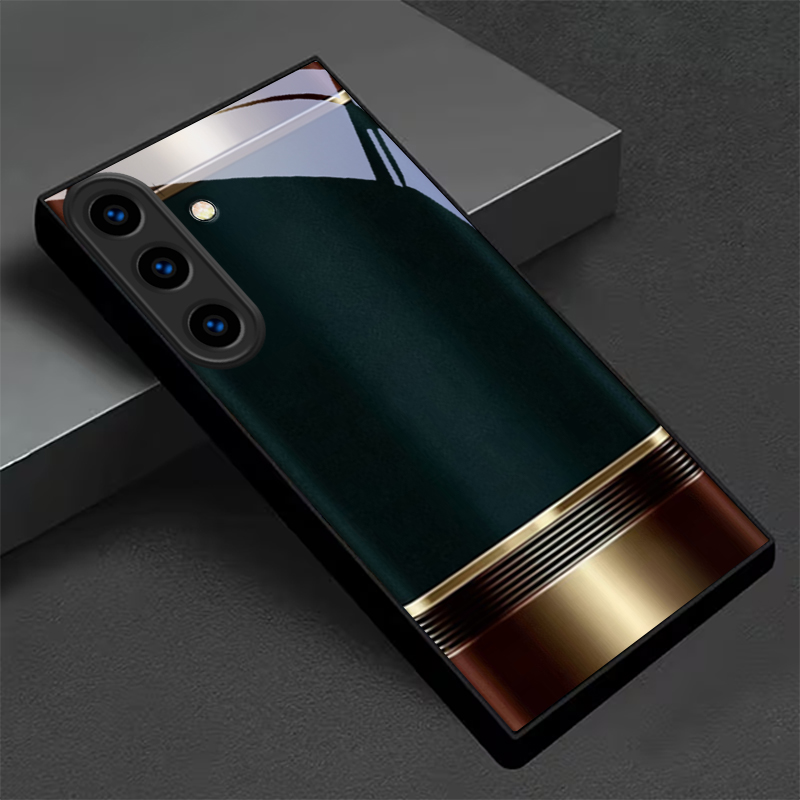 Phone Cases Metal - Elegant Retro Metalen Frame Zwart Glazen
