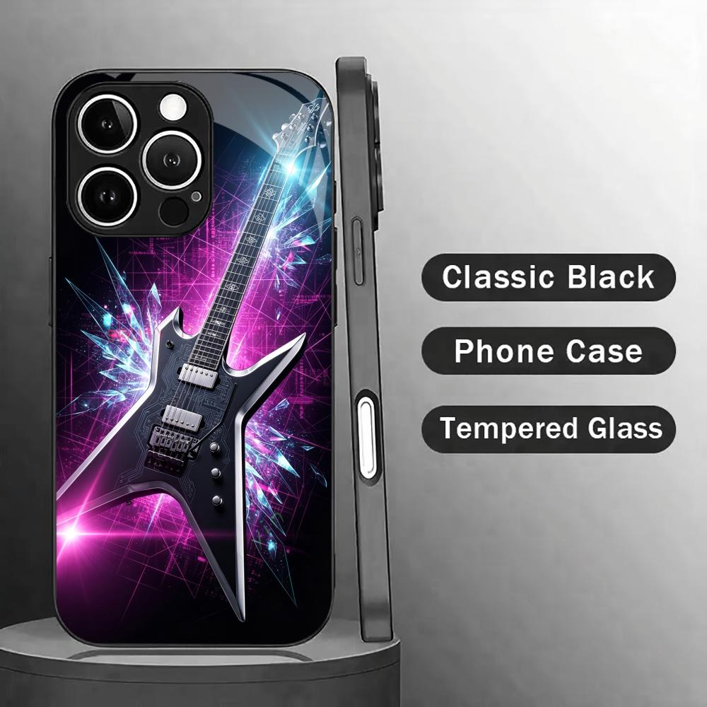 Phone Cases Metal - Muzikaal gitaarpatroon Gehard HD-glas Modieus telefoonhoesje