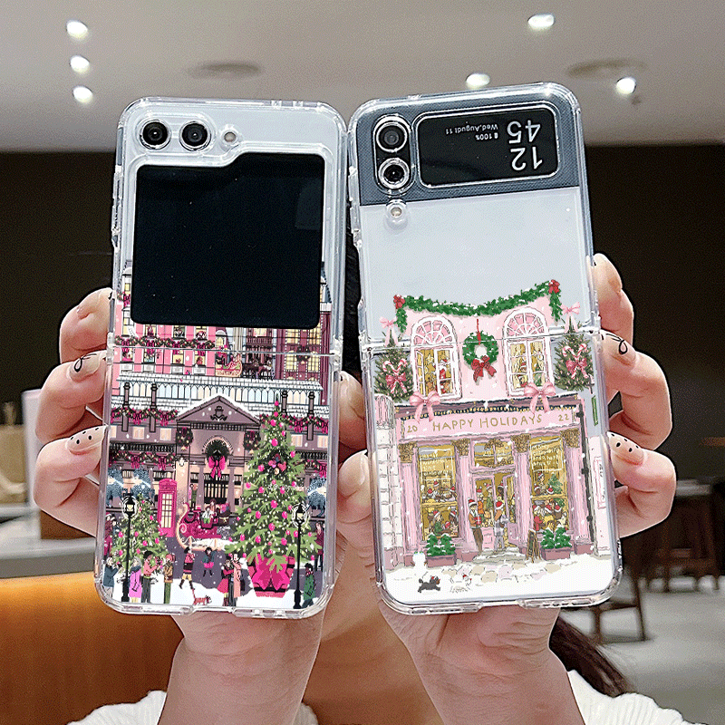 Phone Cases Z Fold 4 - Landelijk gebouw Sneeuwlandschap Kerst Duidelijk telefoonhoesje