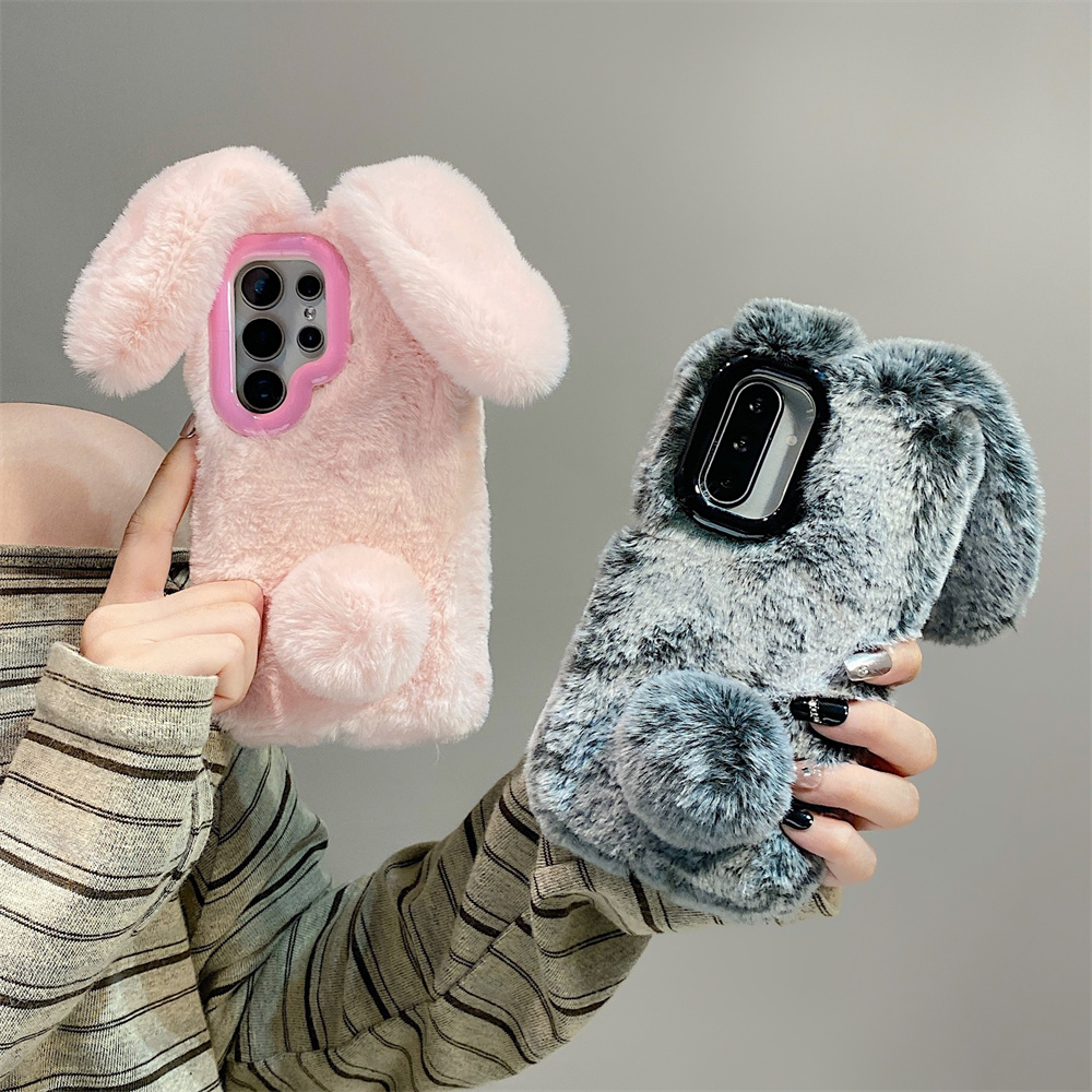 Phone Cases Samsung S23 - Schattige Konijnenoren Pluizige Stand Telefoon Case