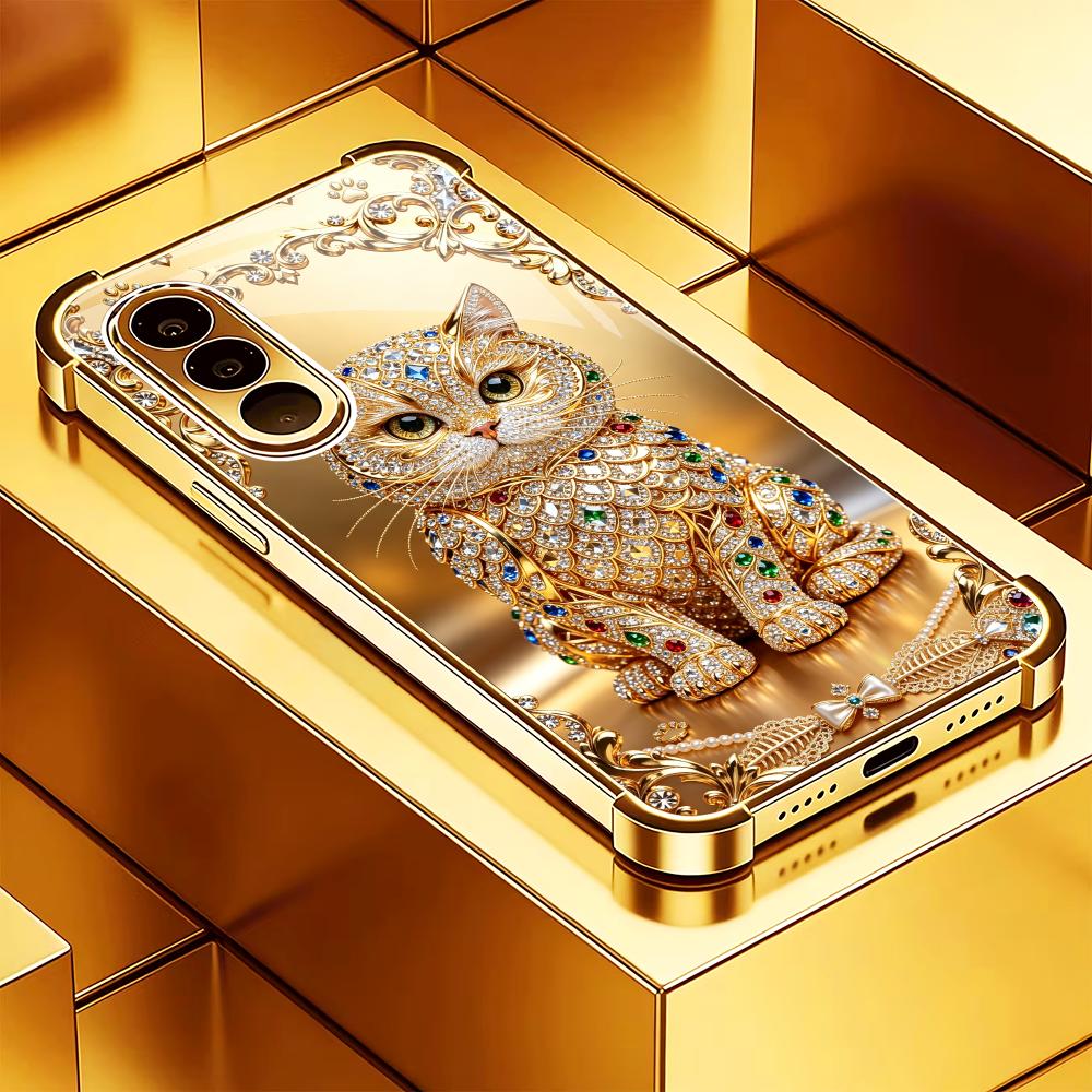Schattig gouden katten-design  - Phone Cases Metal recensie en prijs