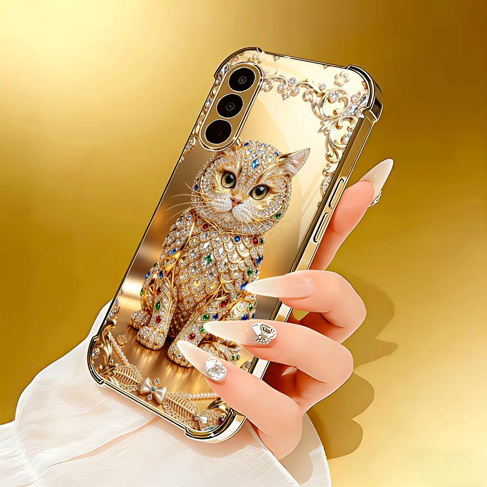Schattig gouden katten-design  - Phone Cases Metal recensie en prijs