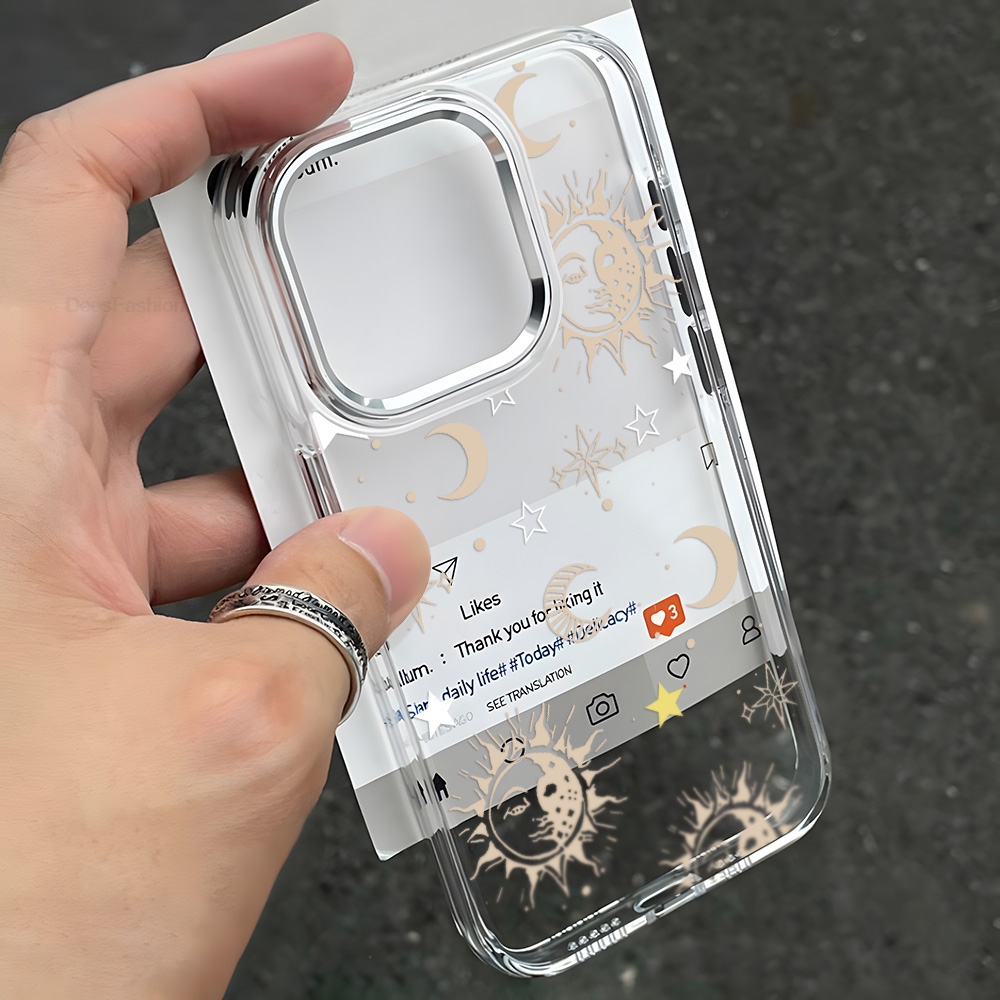 Zon Maan Ster Patroon TPU Tran - Phone Cases Metal recensie en prijs